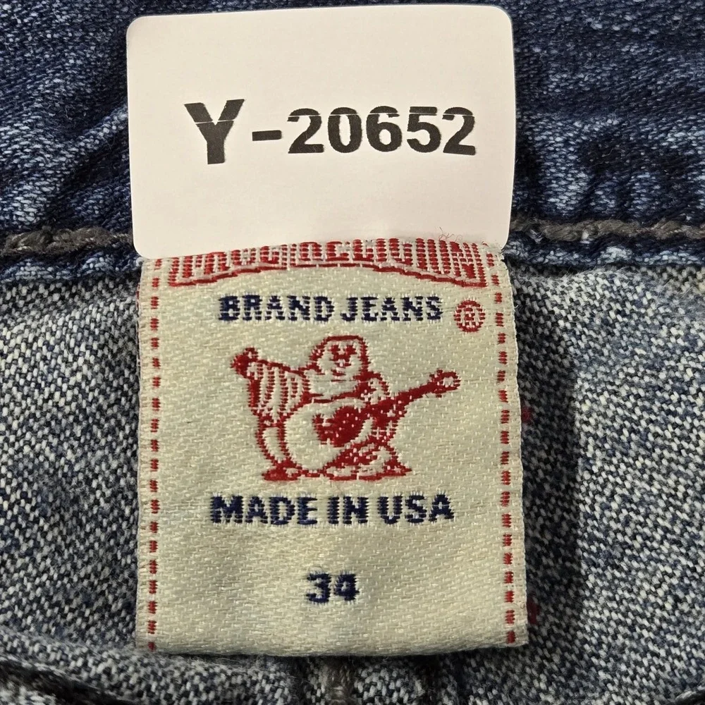 VINTAGE True Religion Men Jeans‎ 34 Blue Denim Billy Giant Big T Baggy 90s USA